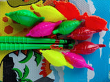 Juego De pesca,  plastico inflado c/12 incluye 10 peces de colores y  2 cañas