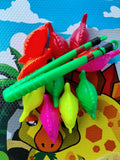 Juego De pesca,  plastico inflado c/12 incluye 10 peces de colores y  2 cañas