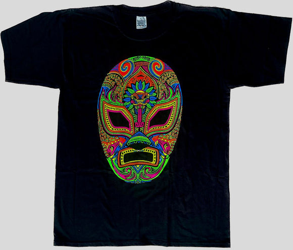 Playera mascara luchador Neón, manga corta