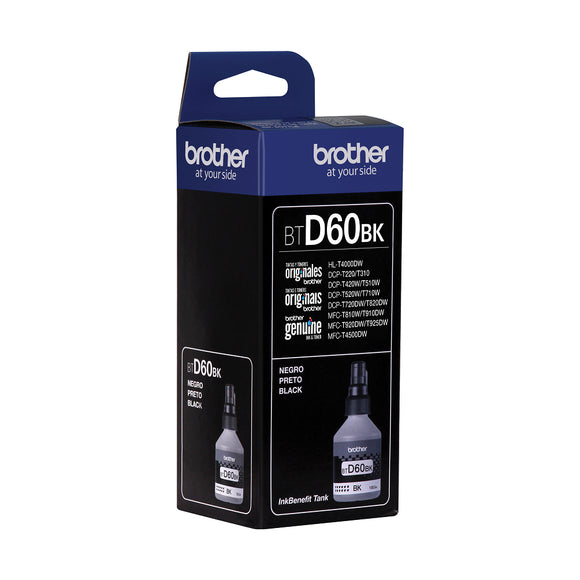 Tinta Brother BTD60BK negra, rend. aprox. 6,500 pags.