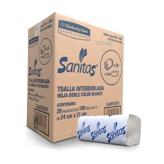 TOALLA INTERDOBLADA SANITAS. CAJA C/20 PAQ.