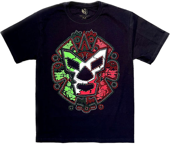Playera plus luchador Wagner tricolor, pedrería Lucha libre