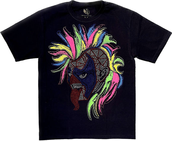 Playera plus luchador Psyco, pedrería Lucha Libre